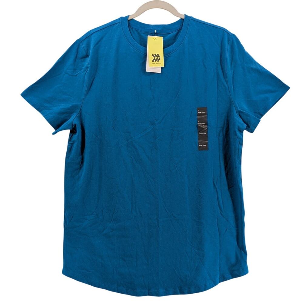 All in Motion Supima Cotton Tshirt Mens L Blue Quick Dry Moisture Wicking Staple